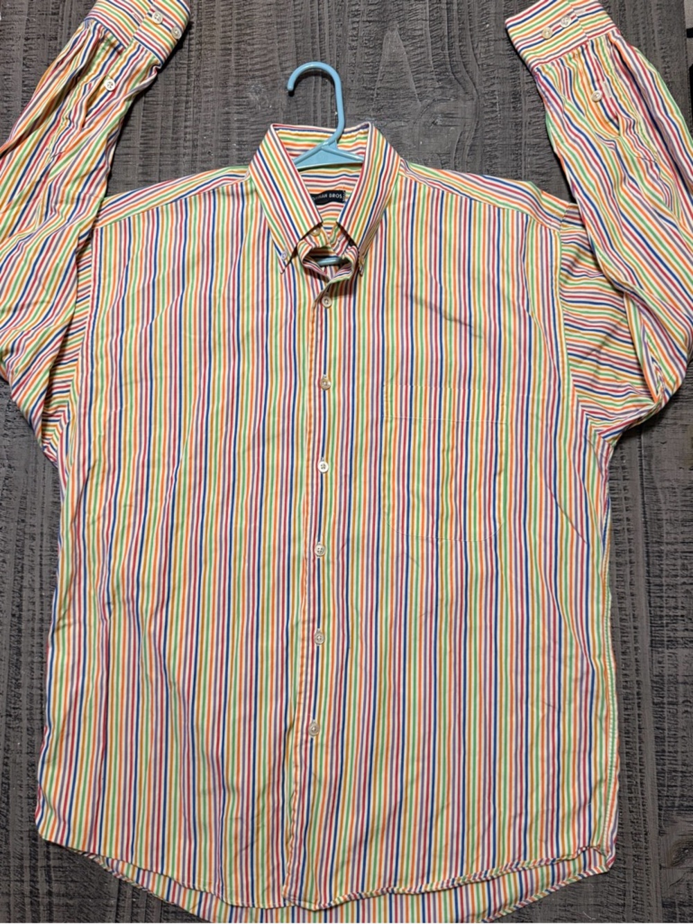 Gitman Brothers Multicolor Vertical Stripe Dress Shirt - Yellow Dominant